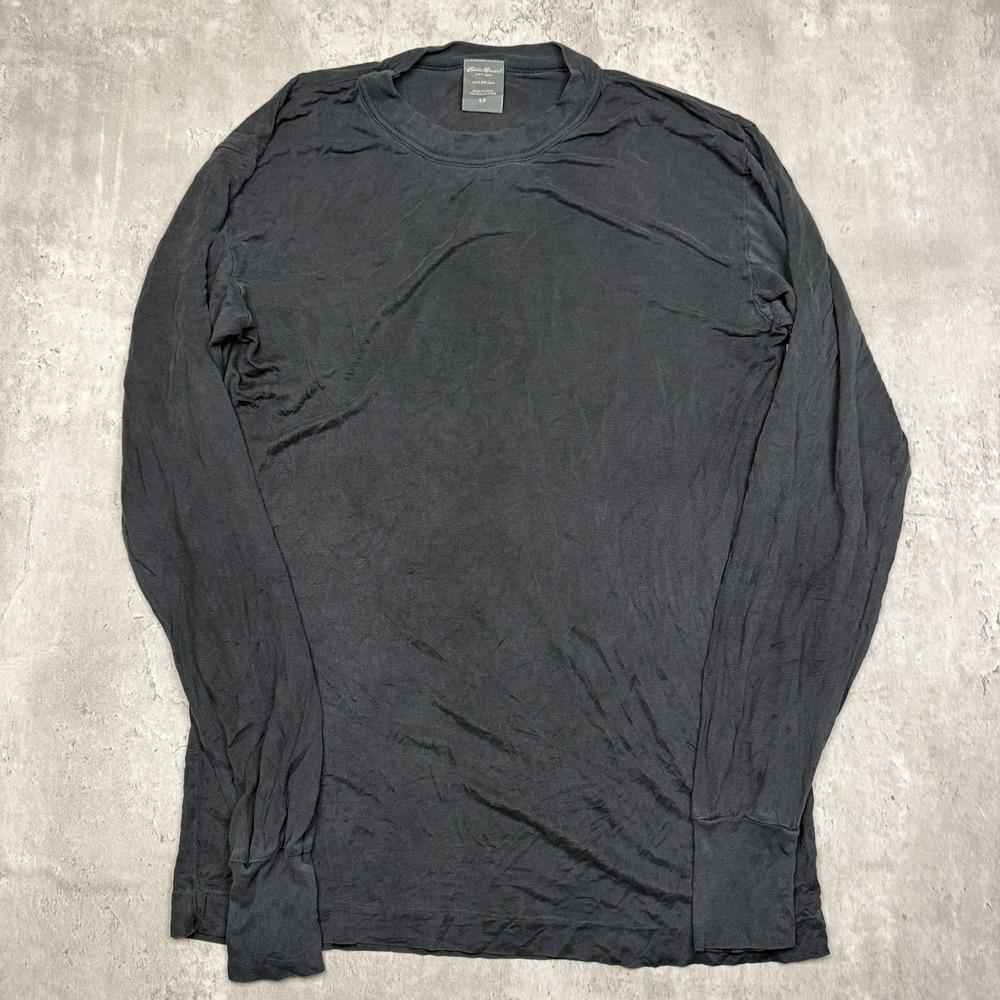 Vintage Eddie Bauer Women's Base Layer Long Sleeve Shirt 100% Silk Black Small